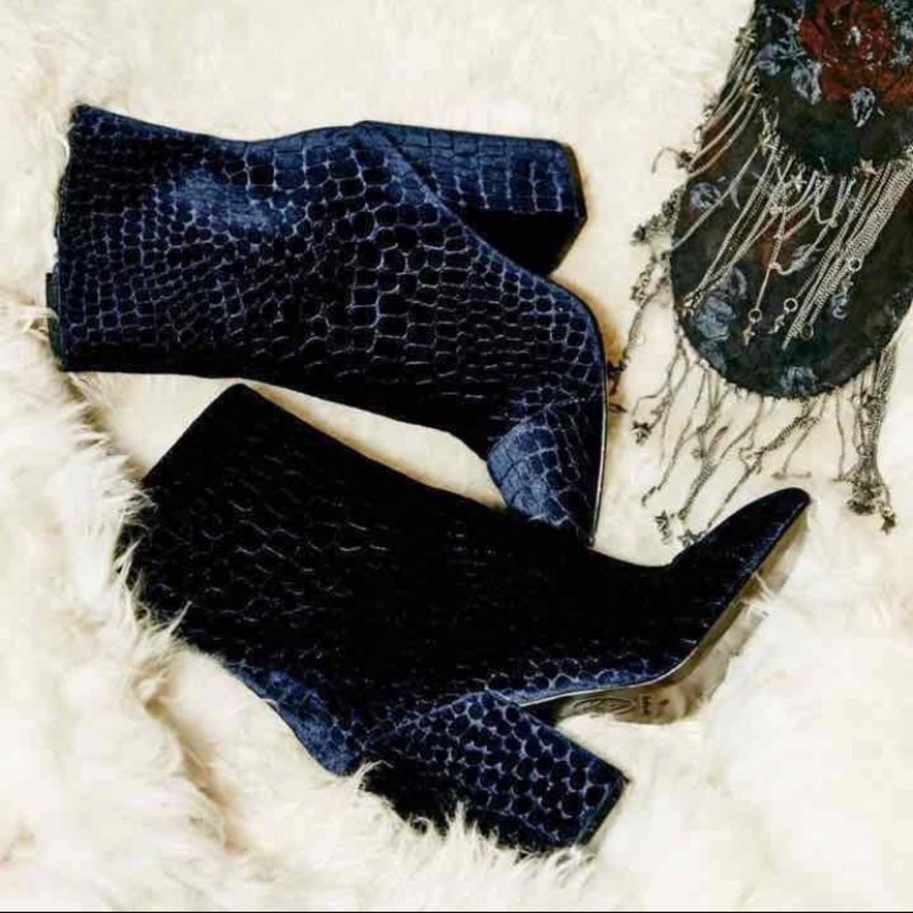 Free People Flora Ankle Boot Blue Velvet